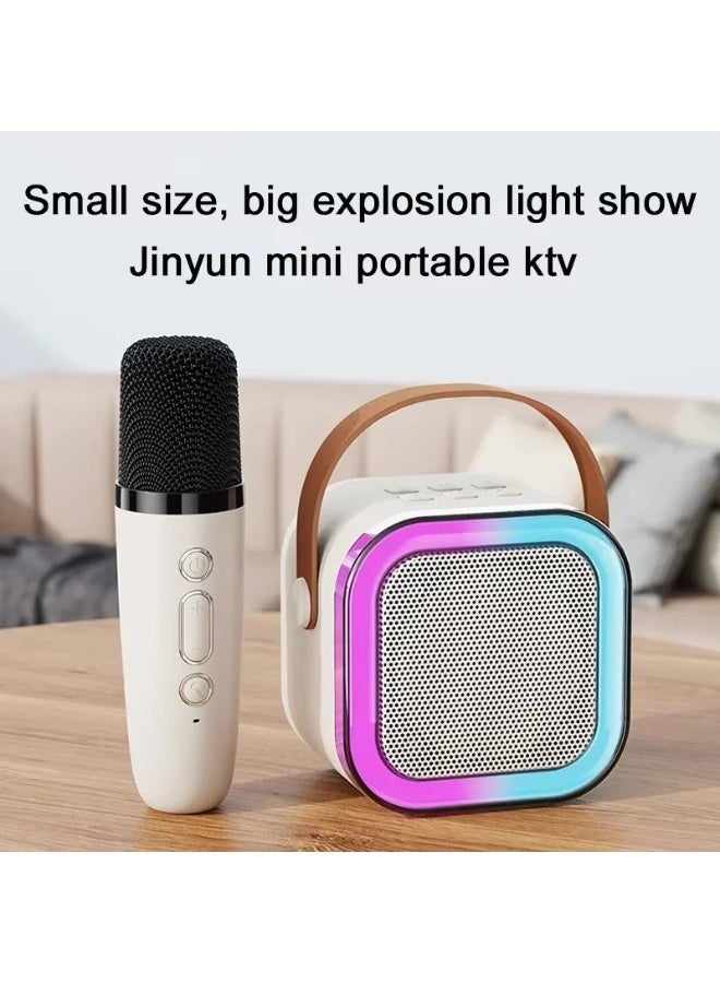 مكبر صوت كاريوكي، جهاز كاريوكي بلوتوث محمول مع ميكروفونين لاسلكيين وإضاءة حفلات للأطفال والكبار، هدية عيد ميلاد للبنات والأولاد والعائلة والحفلات المنزلية-أزرق - Image 5